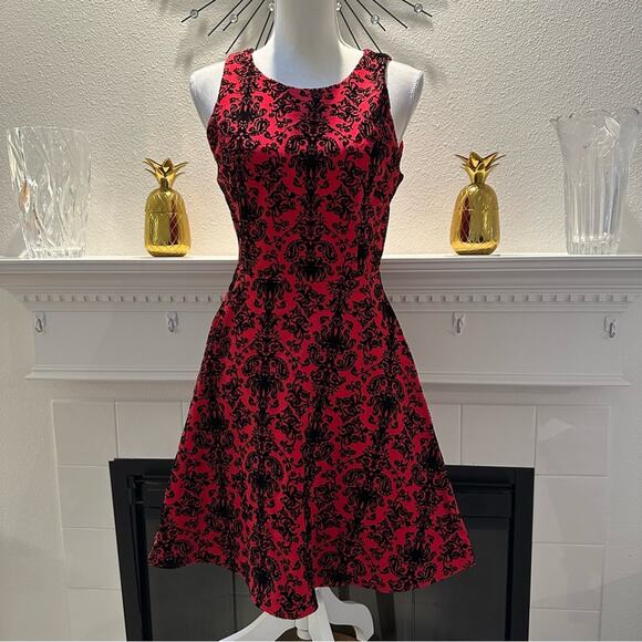 Skies Are Blue Dresses & Skirts - Skies are Blue fit and flare dress, red with black velvet brocade, XS